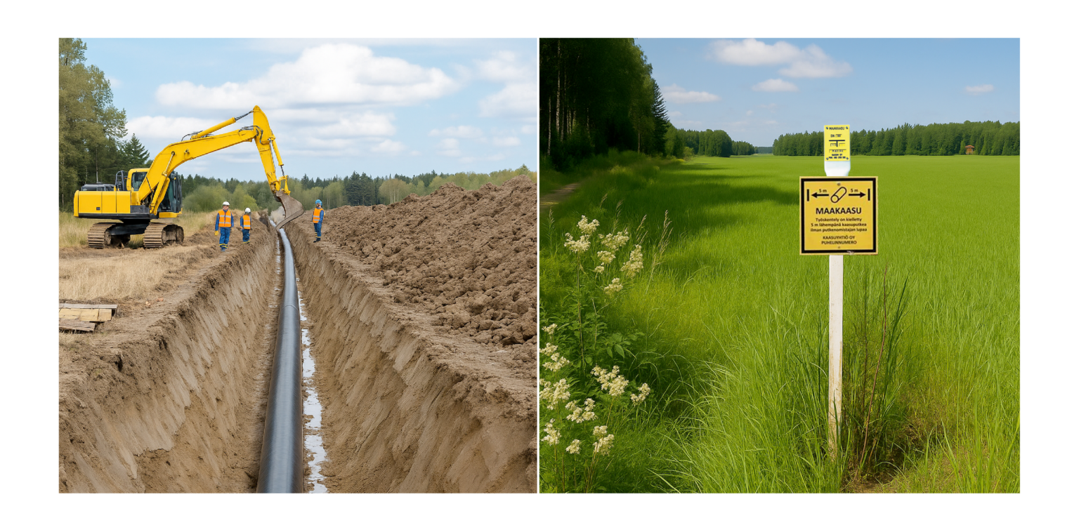 Peltoalue rakentamisen aikana ja sen jälkeen.